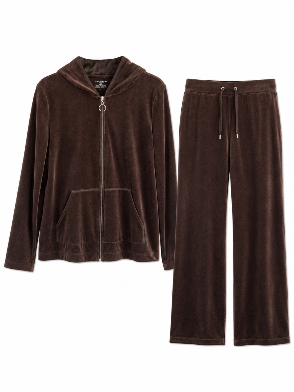 Jones New York Women Track Suit Plush Velour XL Zipper Top w/ Drawstring Bottom